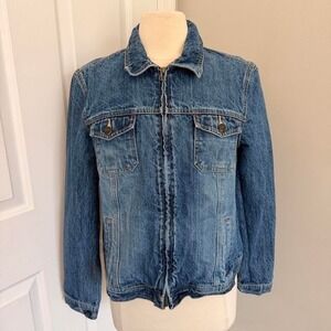 Y2K CRAZY HORSE DENIM ZIP UP JACKET TOP